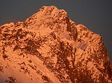 Gokyo Ri 06-3 Lhotse and Lhotse Shar Close Up From Gokyo Ri At Sunset Lhotse and Lhotse Shar burn red in the last rays of the sun from Gokyo Ri.